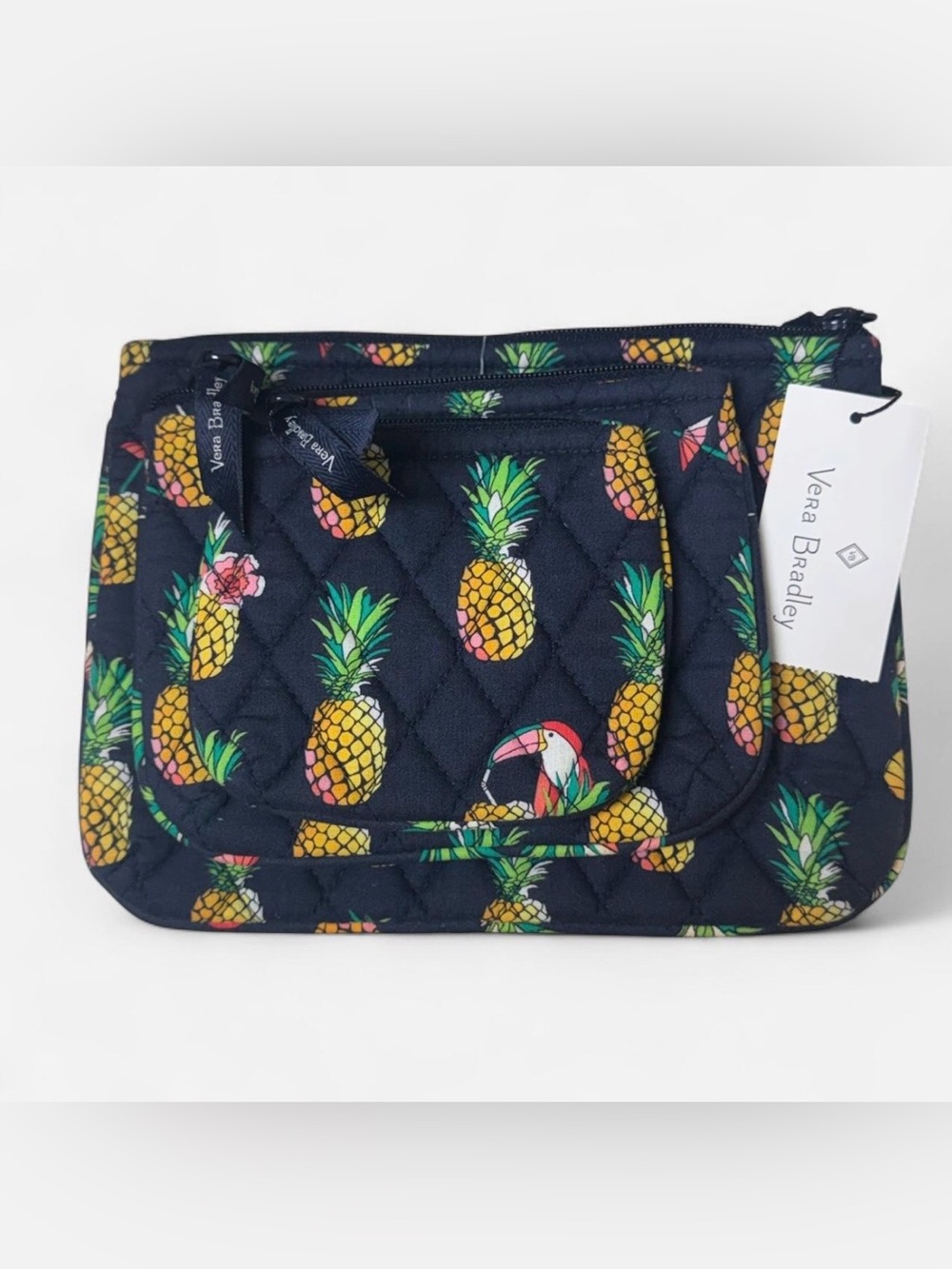NWT Vera Bradley Pineapple and Toucan Cosmetic Zipper Pouch Trio